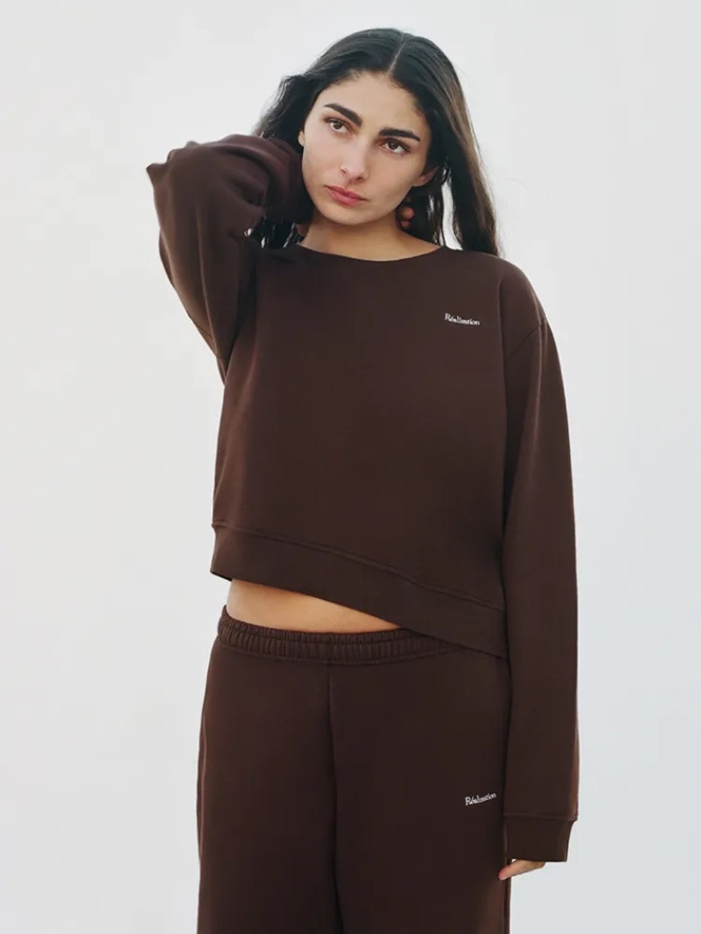 Realisation Par Brown Crewneck Sweatshirt Size M